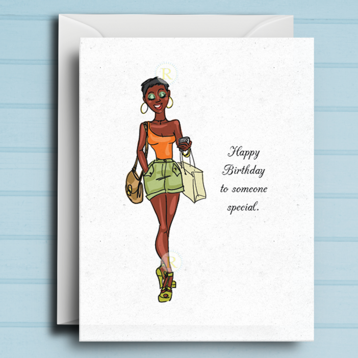 Black Woman Birthday Card J